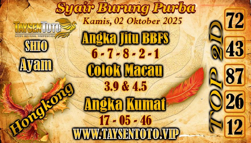 Syair Burung Purba HK Hari Kamis, 02 Oktober 2025