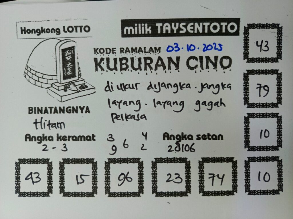 Syair Kuburan Cino HK Hari Jumat, 03 Oktober 2025