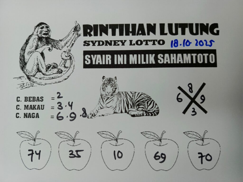 Syair Rintihan Lutung Sydney Lotto Hari ini Sabtu 18 Oktober 2025