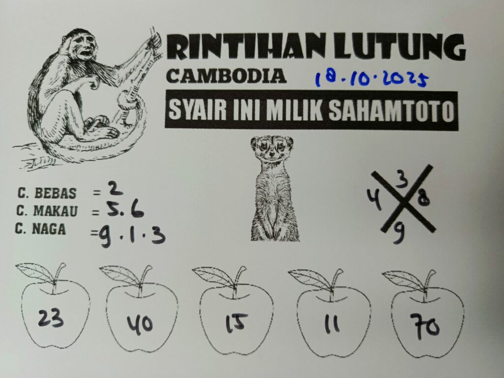 Syair Rintihan Lutung CAMBODIA Pools Hari ini Sabtu 18 Oktober 2025