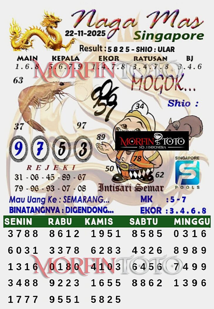  SYAIR TOGEL NAGA MAS SINGAPURA POOLS   22 NOVEMBER 2025