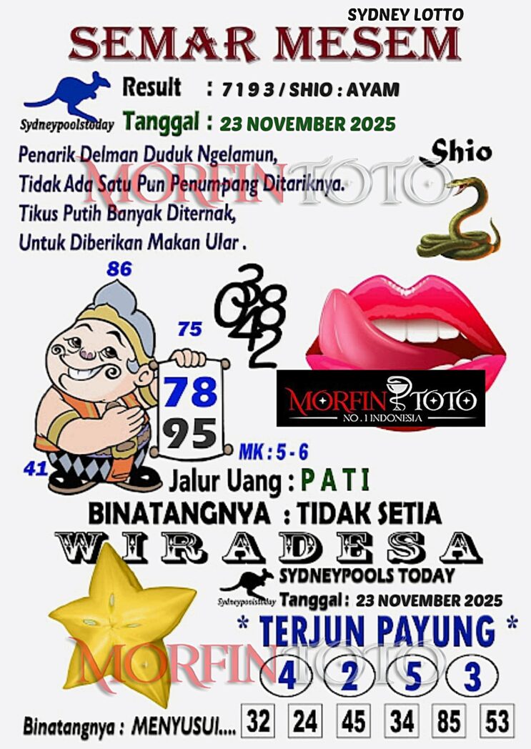 SYAIR TOGEL SEMAR MESEM  SYDNEY 23 NOVEMBER 2025