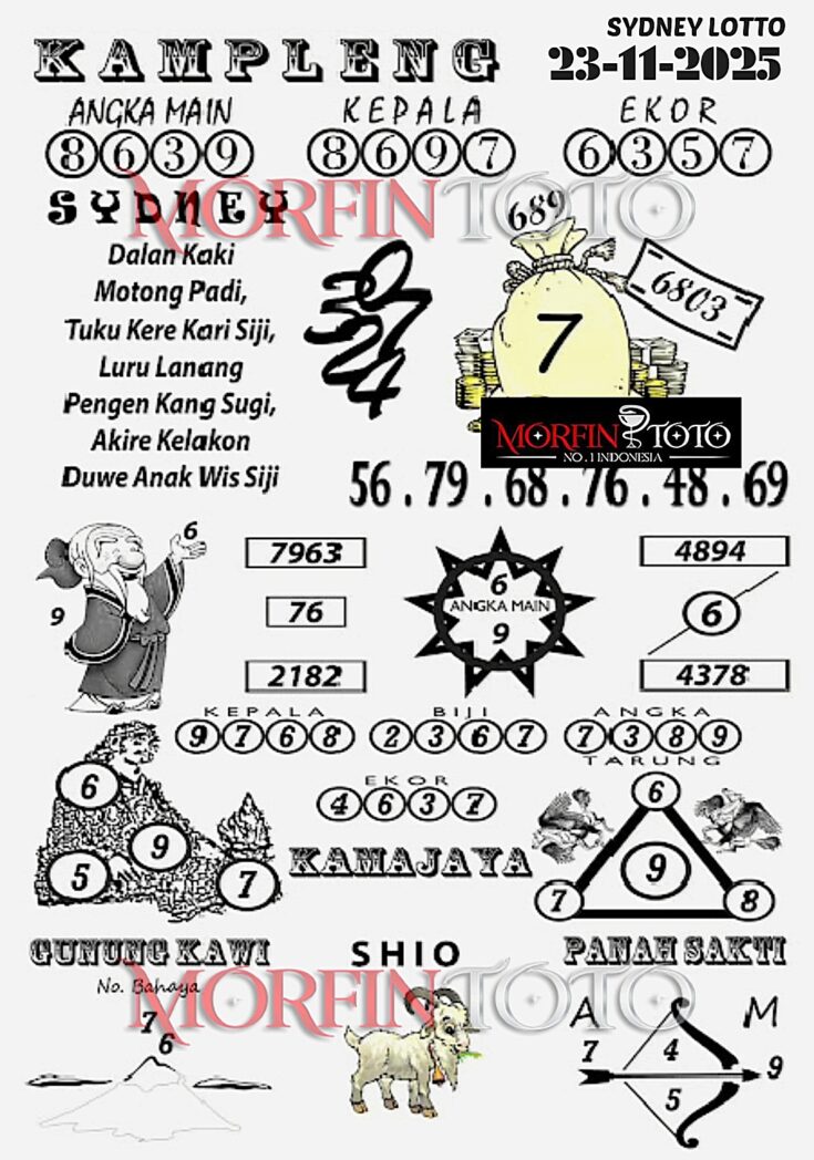 SYAIR TOGEL KAMPLENG SYDNEY 23 NOVEMBER 2025