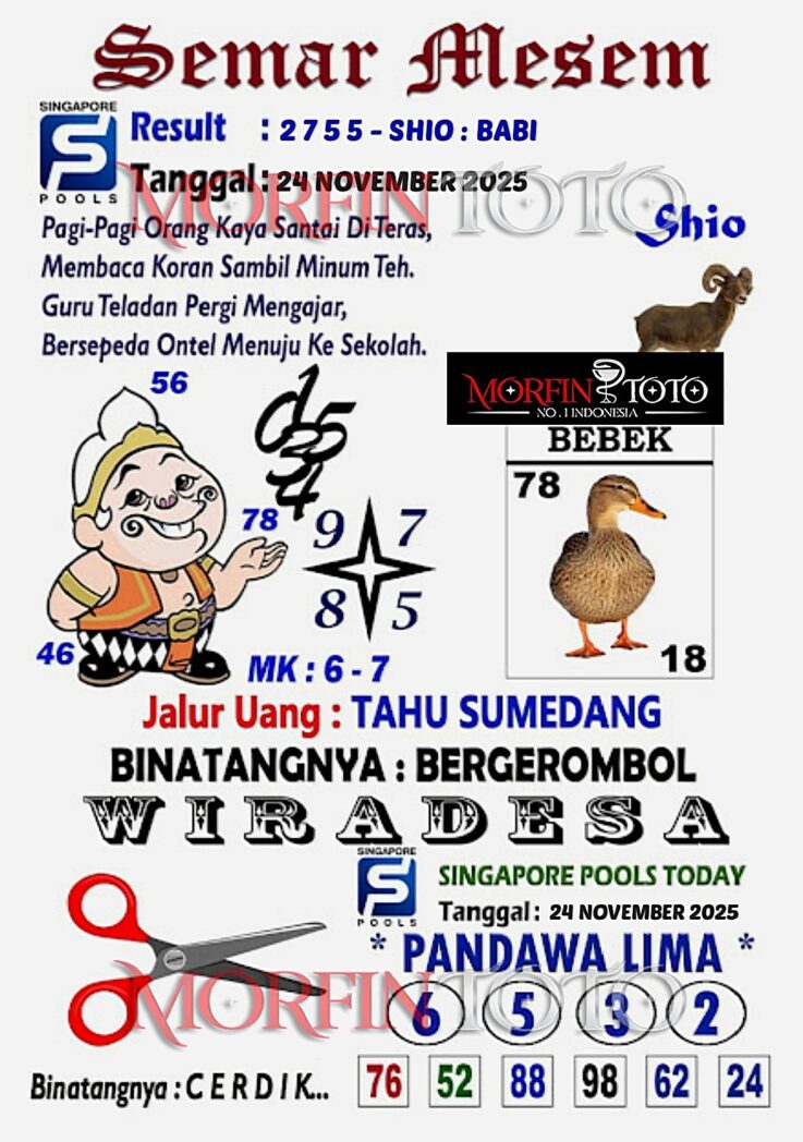 SYAIR TOGEL SEMAR MESEM  SINGAPURA  24 NOVEMBER 2025