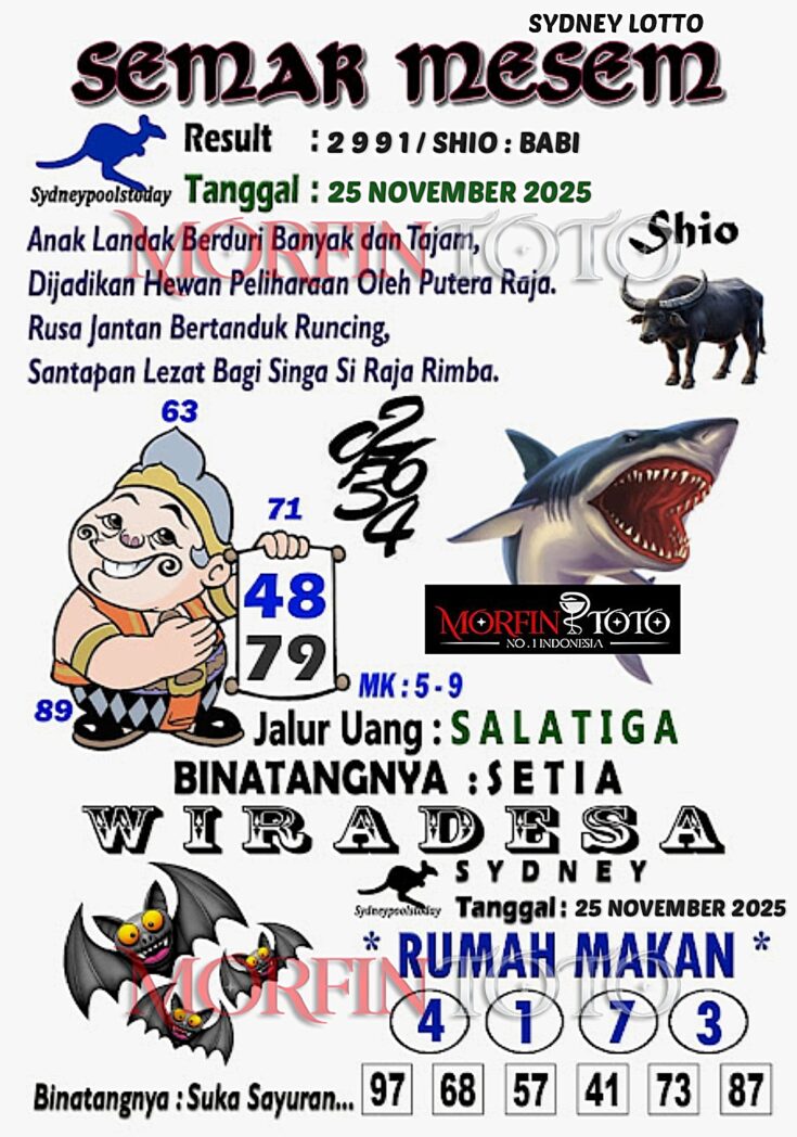 SYAIR TOGEL SEMAR MESEM  SYDNEY LOTTO 25 NOVEMBER 2025