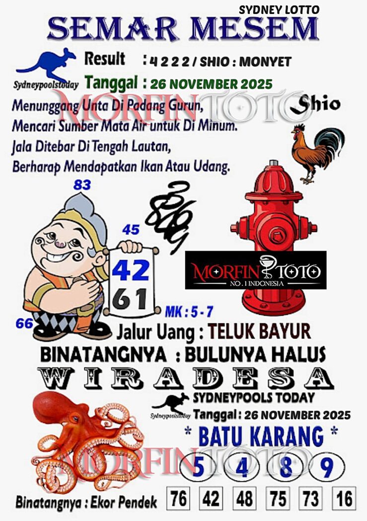 SYAIR TOGEL SEMAR MESEM  SYDNEY LOTTO 26  NOVEMBER 2025