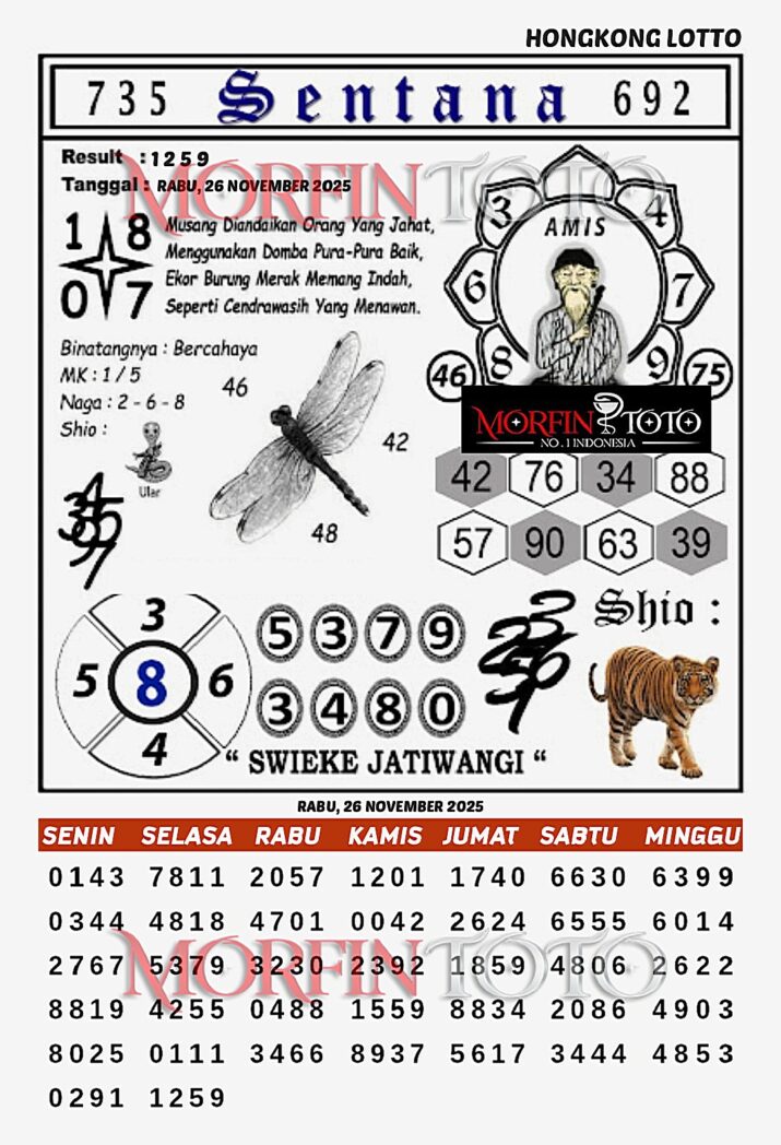 SYAIR TOGEL SENTANA  HONGKONG LOTTO 26 NOVEMBER 2025