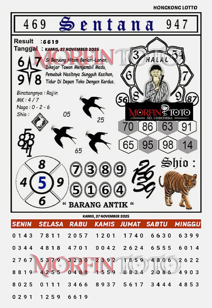 SYAIR TOGEL SENTANA   HONGKONG LOTTO   27  NOVEMBER 2025
