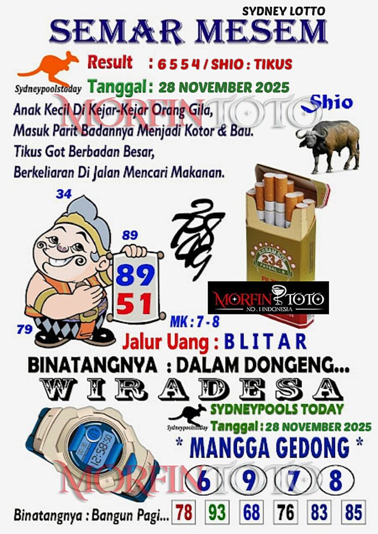 SYAIR TOGEL SEMAR MESEM SYDNEY LOTTO 28 NOVEMBER 2025
