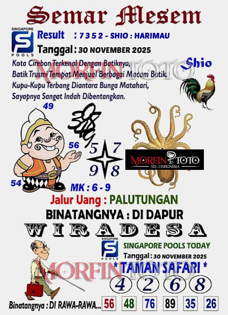 SYAIR TOGEL SEMAR MESEM SINGAPORE POOLS 30 NOVEMBER 2025