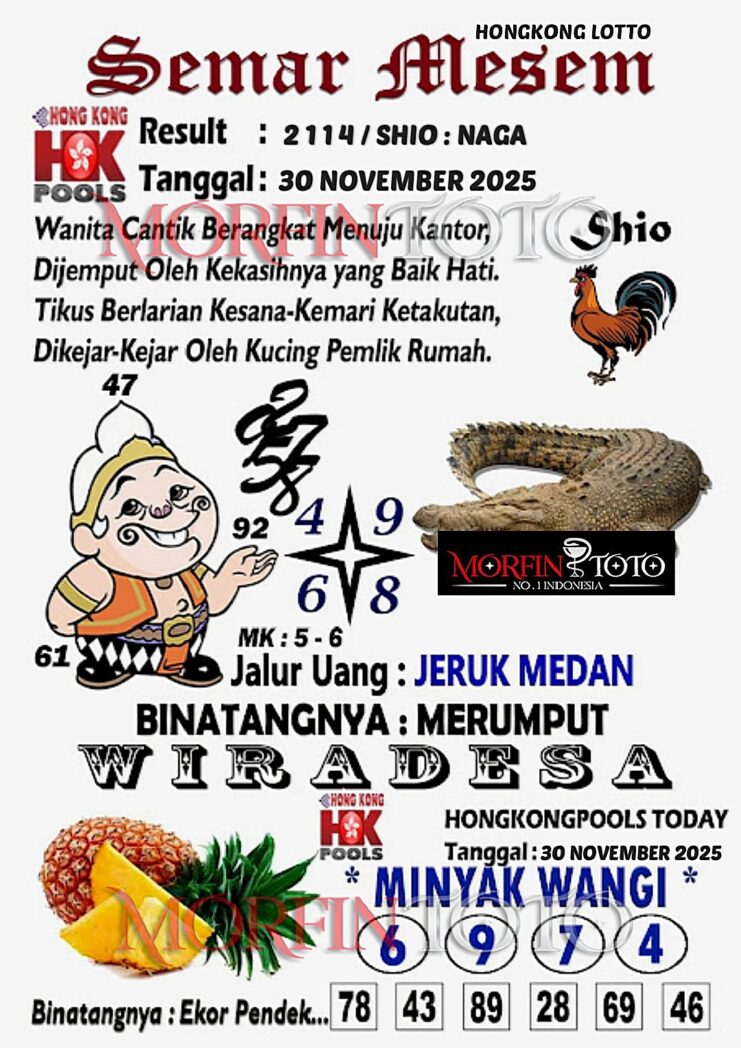 SYAIR TOGEL SEMAR MESEM HONGKONG LOTTO 30 NOVEMBER 2025
