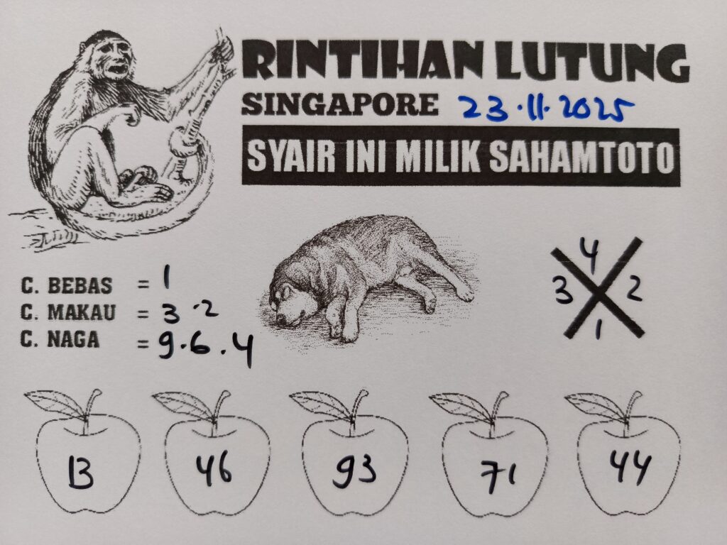 Syair Rintihan Lutung Singapore Pools Hari ini Minggu 23 November 2025