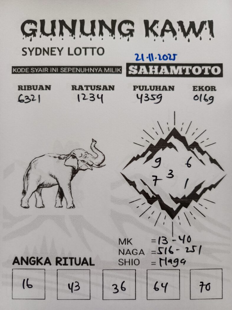 Syair Gunung Kawi Sydney Lotto Hari ini Jumat 21 November 2025