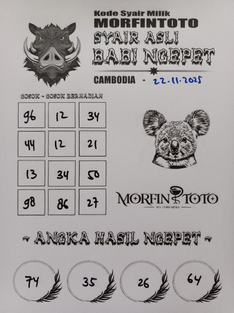 SYAIR TOGEL BABI NGEPET CAMBODIA POOLS 22   NOVEMBER 2025