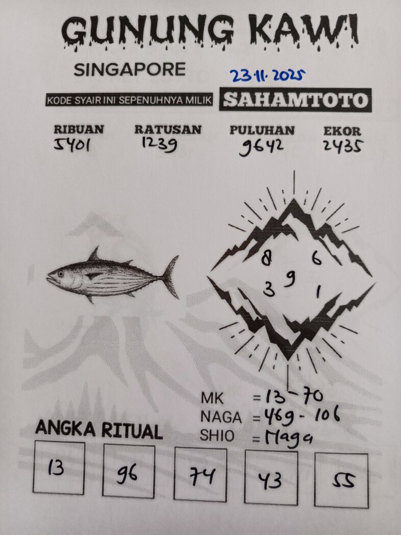 Syair Gunung Kawi Singapore Pools Hari ini Minggu 23 November 2025