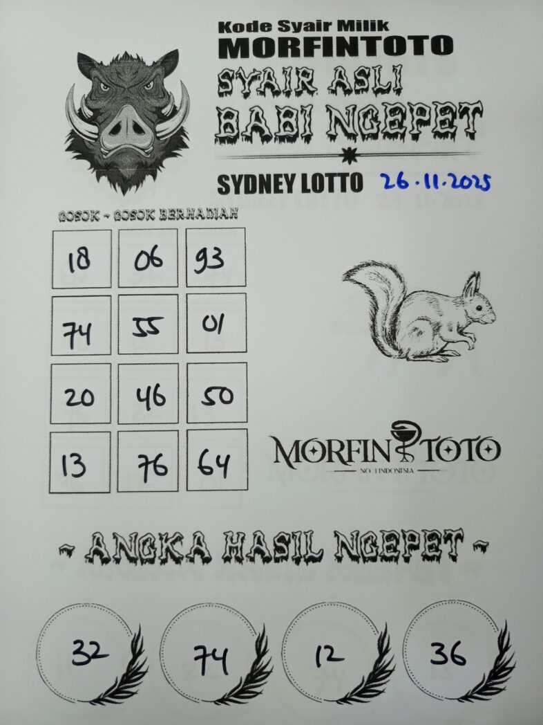 SYAIR TOGEL BABI NGEPET SYDNEY LOTTO  26  NOVEMBER 2025