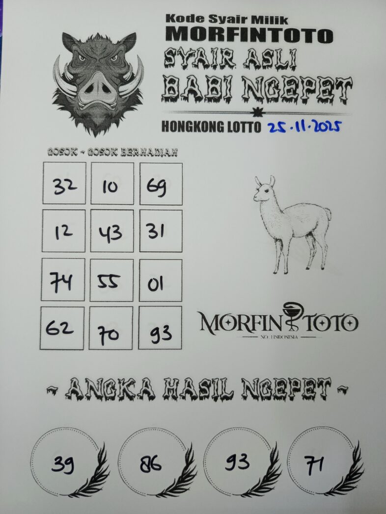 SYAIR TOGEL BABI NGEPET HONGKONG LOTTO  25  NOVEMBER 2025