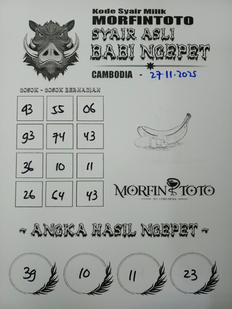 SYAIR TOGEL BABI NGEPET  CAMBODIA  27 OKTOBER 2025