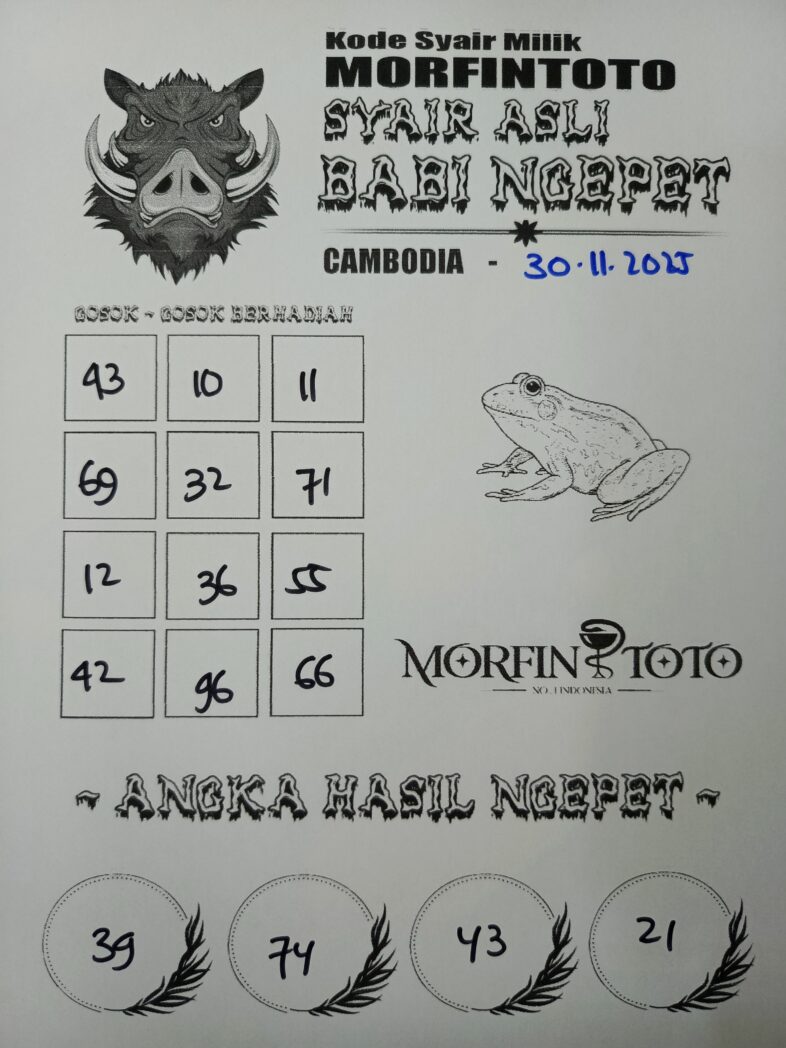 SYAIR TOGEL BABI NGEPET  CAMBODIA  30  NOVEMBER 2025