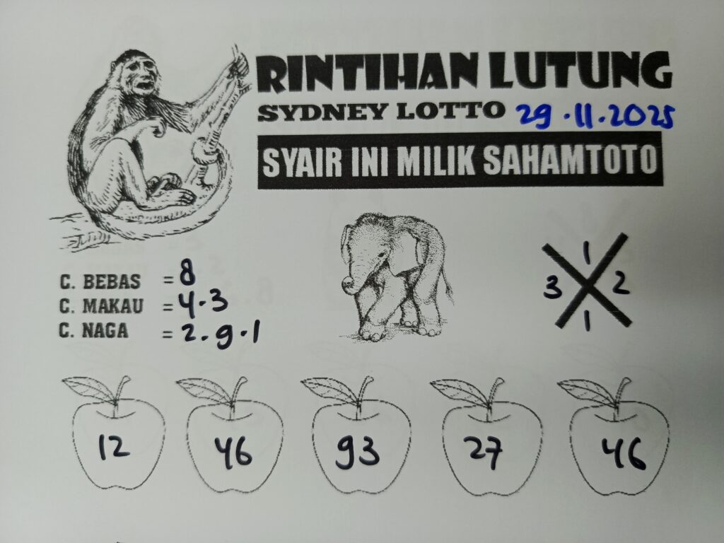 Syair Rintihan Lutung SYDNEY LOTTO Hari ini Sabtu 29 november 2025