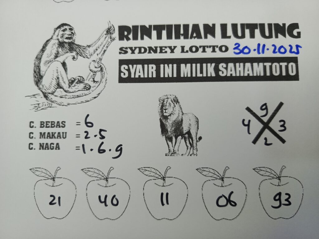 Syair Rintihan SYDNEY LOTTO Hari ini Minggu 30 november 2025