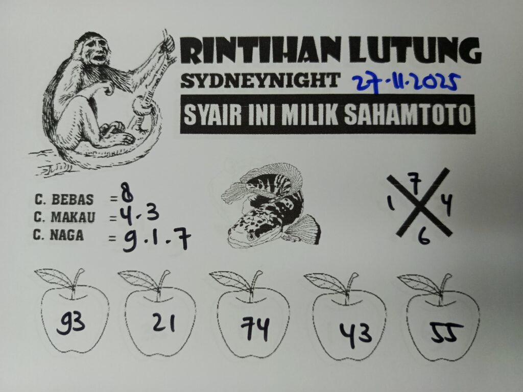 Syair Rintihan Lutung SydneyNight Hari ini Kamis, 27 November 2025