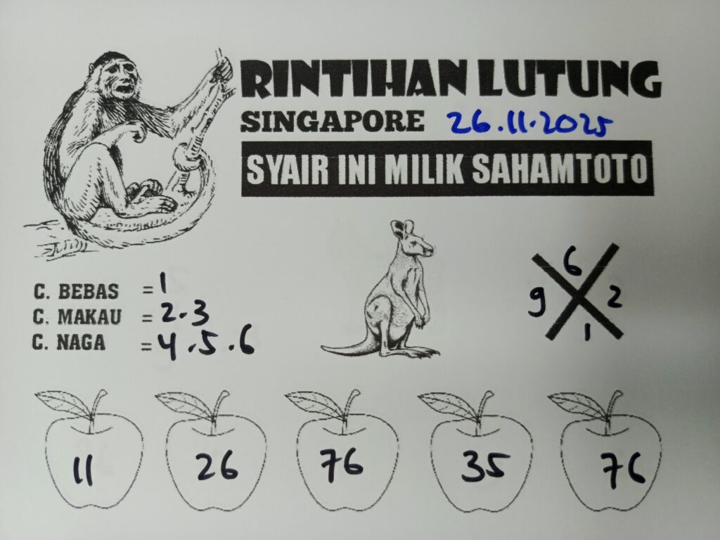 Syair Rintihan Lutung Singapore Pools Hari ini Rabu 26 november 2025