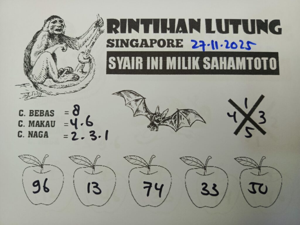 Syair Rintihan Lutung Singapore Pools Hari ini Kamis 27 november 2025