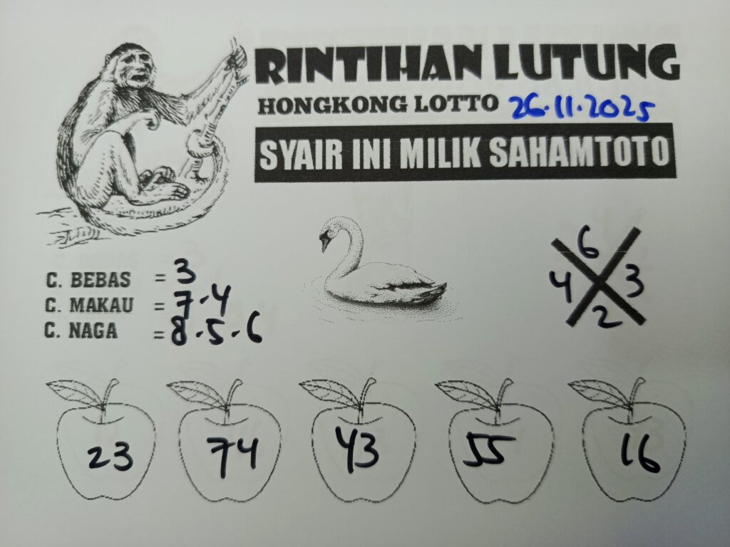 Syair Rintihan Lutung Hongkong Lotto Hari ini Rabu 26 november 2025