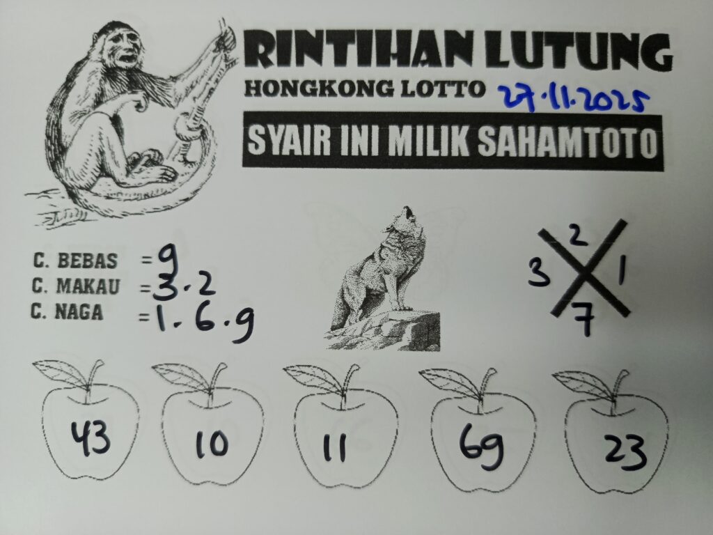 Syair Rintihan Lutung HONGKONG LOTTO Hari ini Kamis 27 november 2025
