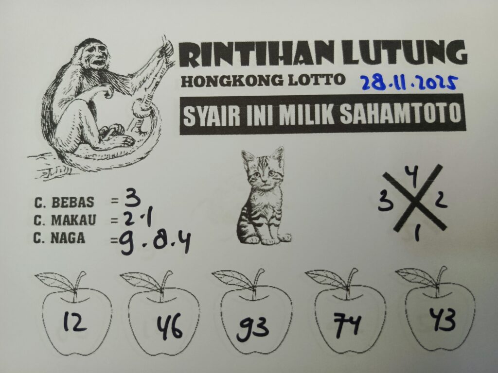 Syair Rintihan Lutung Hongkong Lotto Hari ini Jumat 28 november 2025
