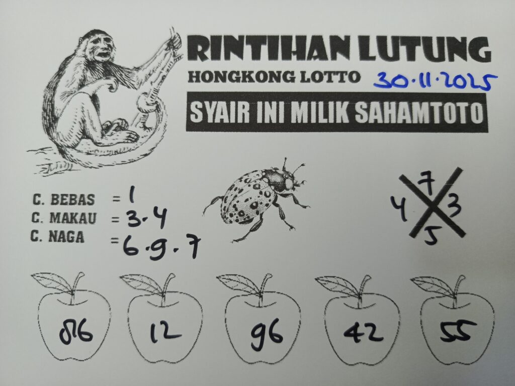 Syair Rintihan Lutung Hongkong Lotto Hari ini Minggu 30 november 2025