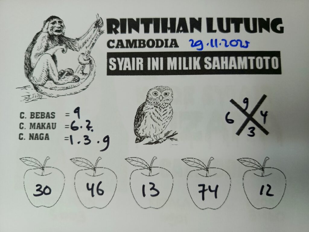 Syair Rintihan Lutung CAMBODIA Pools Hari ini Sabtu 29 november 2025
