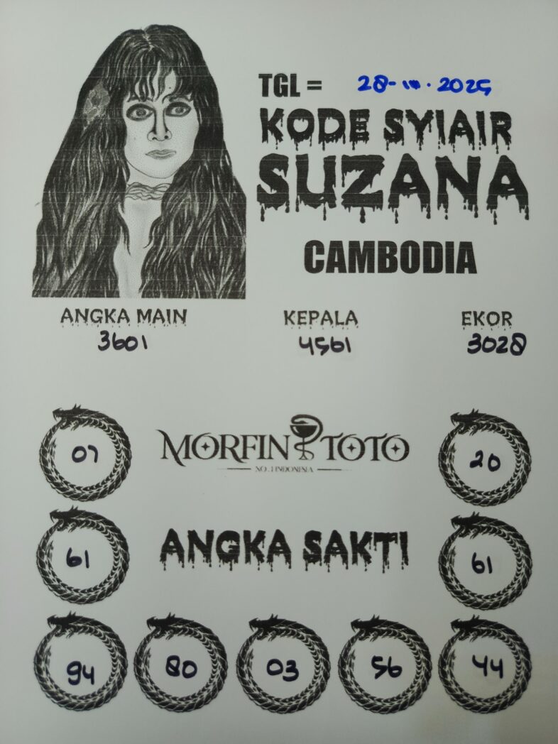 SYAIR TOGEL SUZANA  CAMBODIA  28 OKTOBER  2025