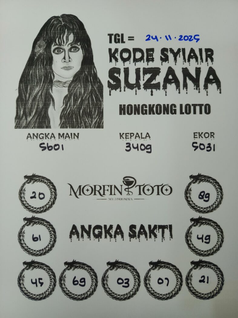 SYAIR TOGEL SUZANA  HONGKONG LOTTO  24 NOVEMBER 2025