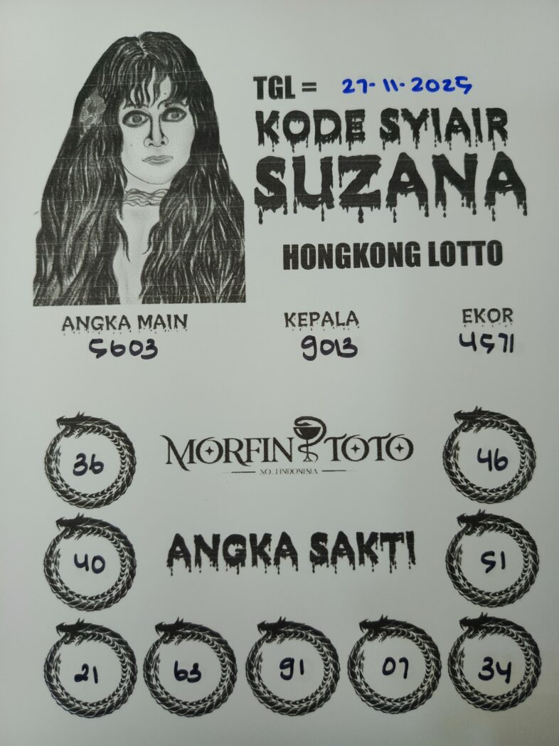 SYAIR TOGEL SUZANA  HONGKONG LOTTO    27  NOVEMBER 2025