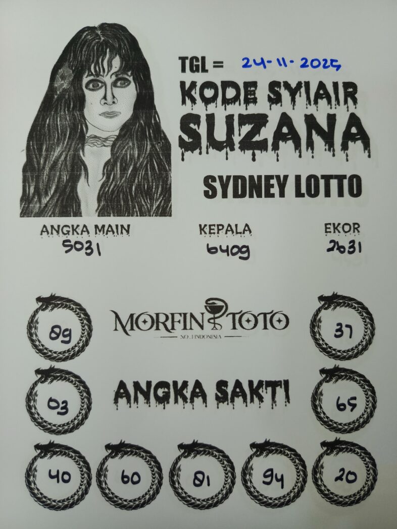 SYAIR TOGEL SUZANA  SYDNEY LOTTO  24 NOVEMBER 2025