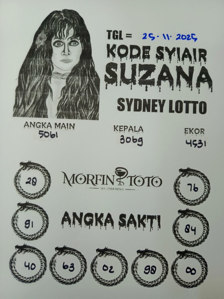 SYAIR TOGEL SUZANA  SYDNEY LOTTO 25 NOVEMBER 2025