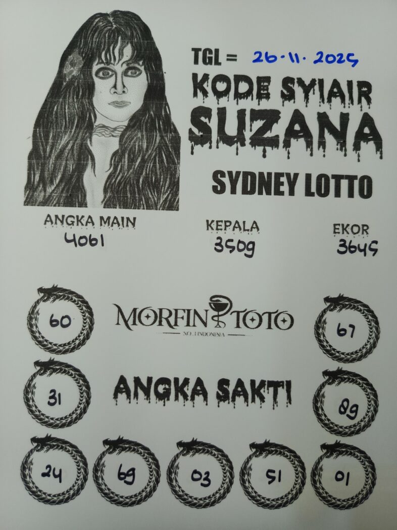 SYAIR TOGEL SUZANA  SYDNEY LOTTO 26  NOVEMBER 2025