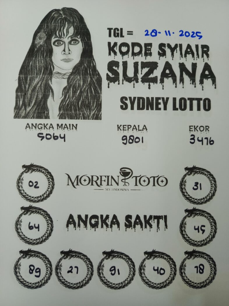 SYAIR TOGEL SUZANA SYDNEY LOTTO 28 NOVEMBER 2025