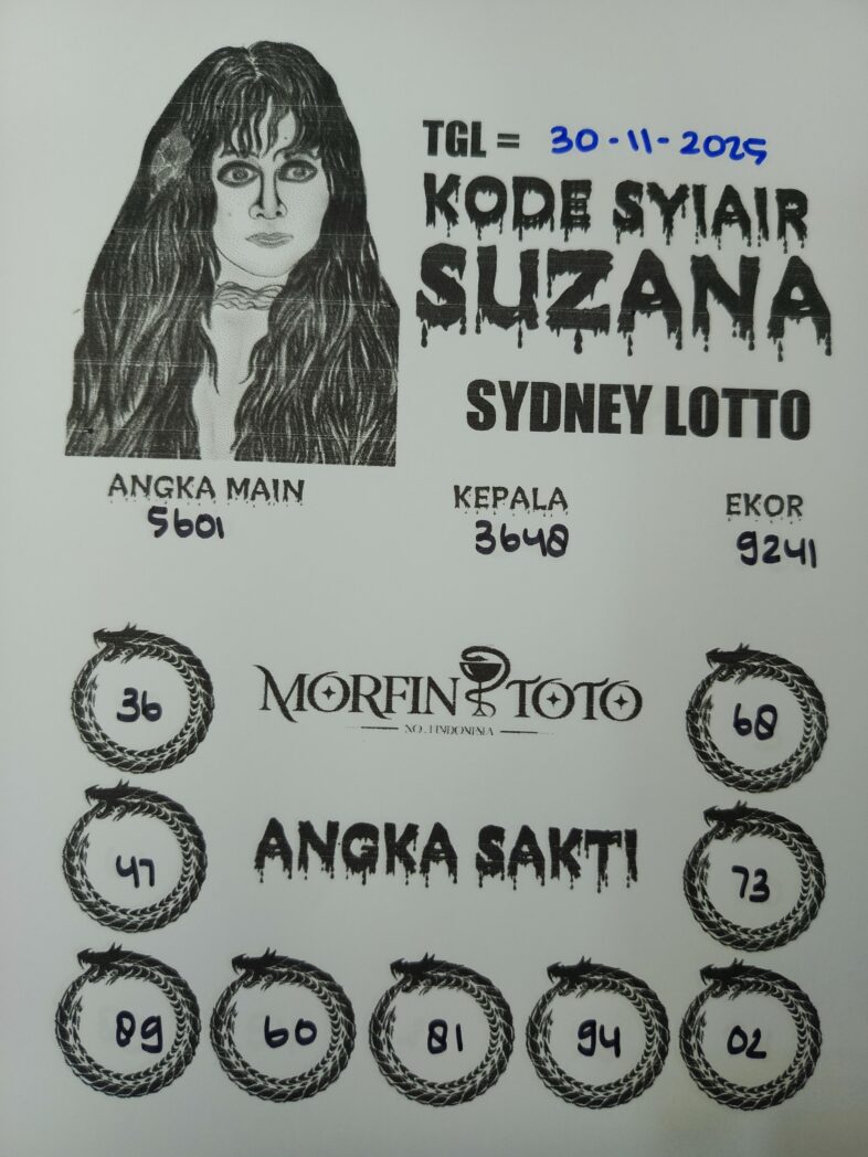 SYAIR TOGEL SUZANA SYDNEY LOTTO  NOVEMBER 2025