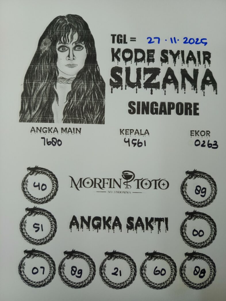 SYAIR TOGEL SUZANA  SINGAPORE POOLS    27  NOVEMBER 2025