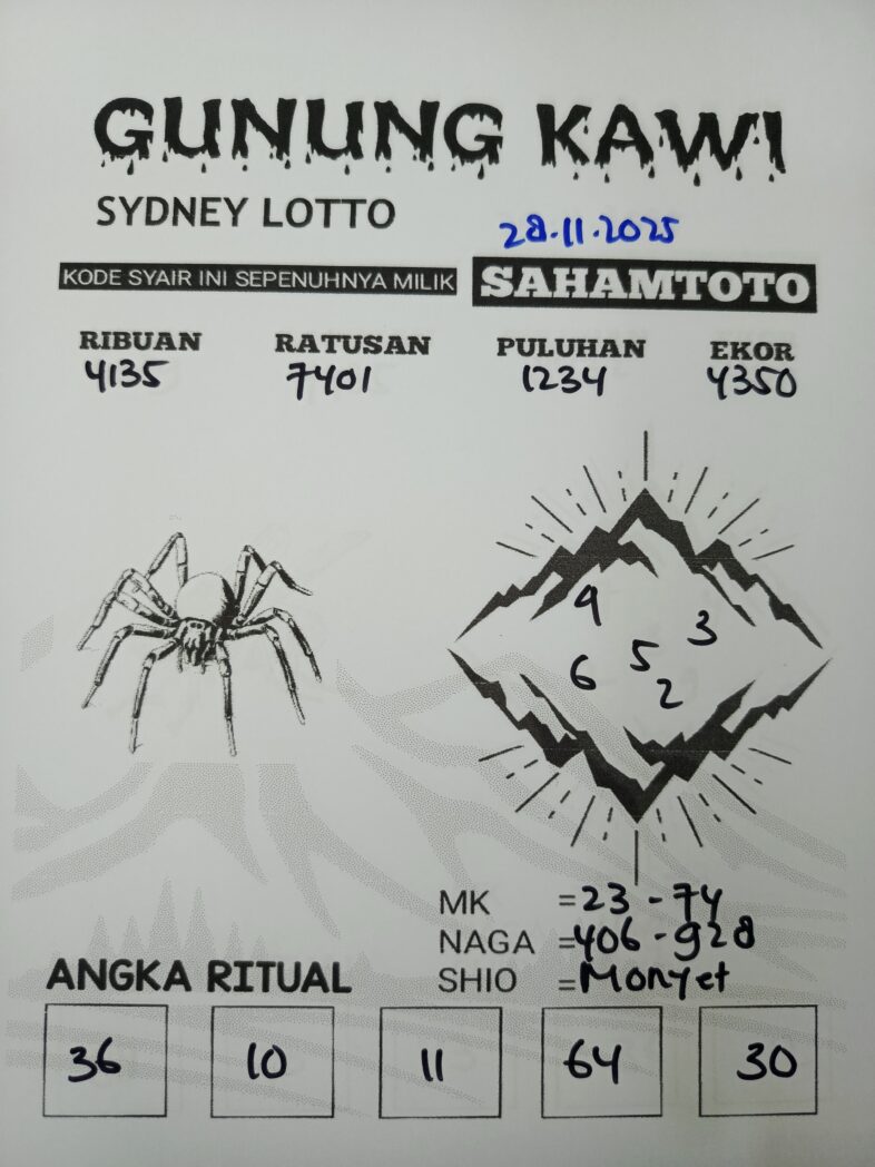 Syair Gunung Kawi Sydney Lotto Hari ini Jumat 28 november 2025