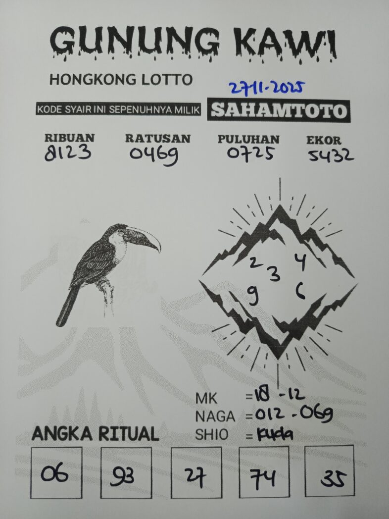 Syair Gunung Kawi HONGKONG LOTTO Hari ini Kamis 27 november 2025