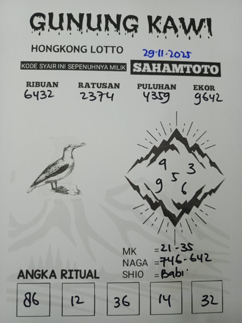 Syair Rintihan Lutung HONGKONG LOTTO Hari ini Sabtu 29 november 2025