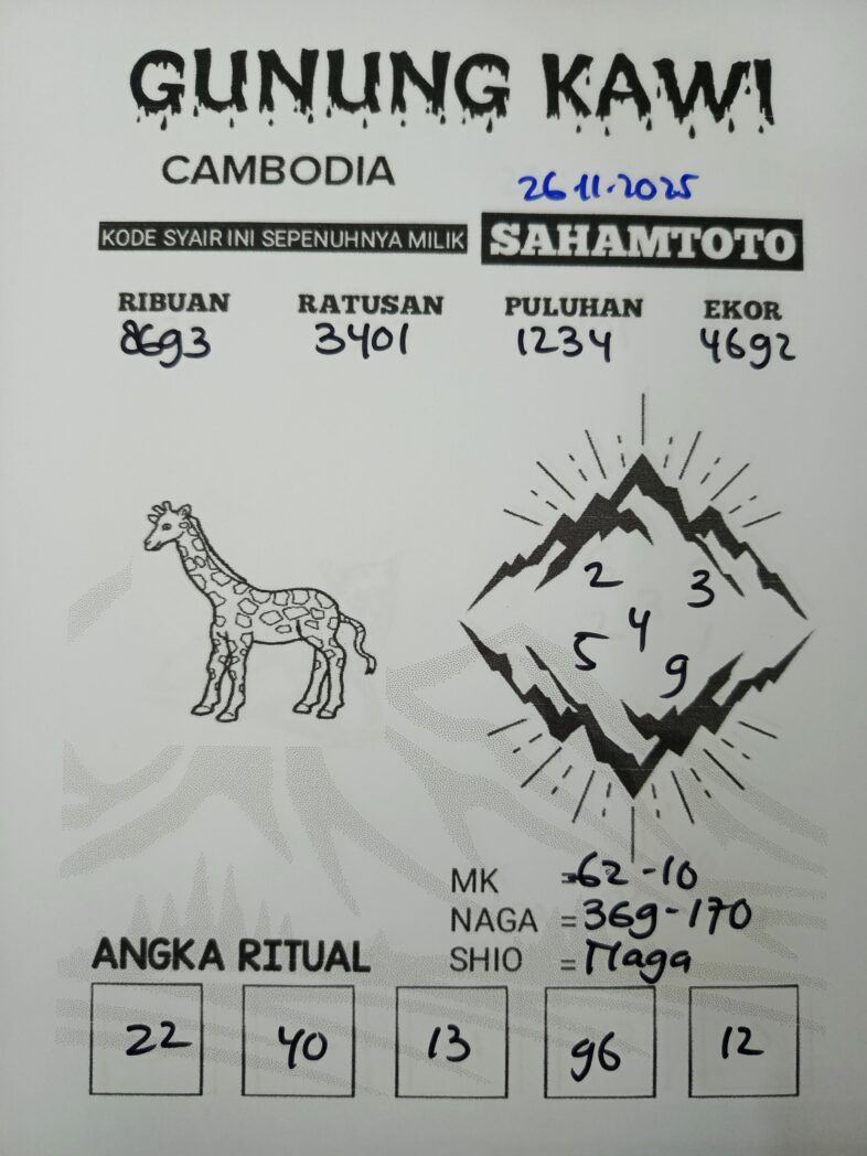 Syair Rintihan Lutung CAMBODIA Pools Hari ini Rabu 26 november 2025