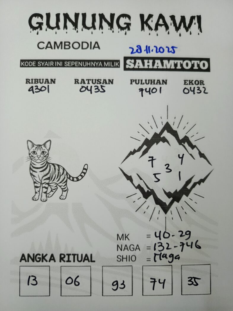 Syair Gunung Kawi CAMBODIA Pools Hari ini Jumat 28 november 2025