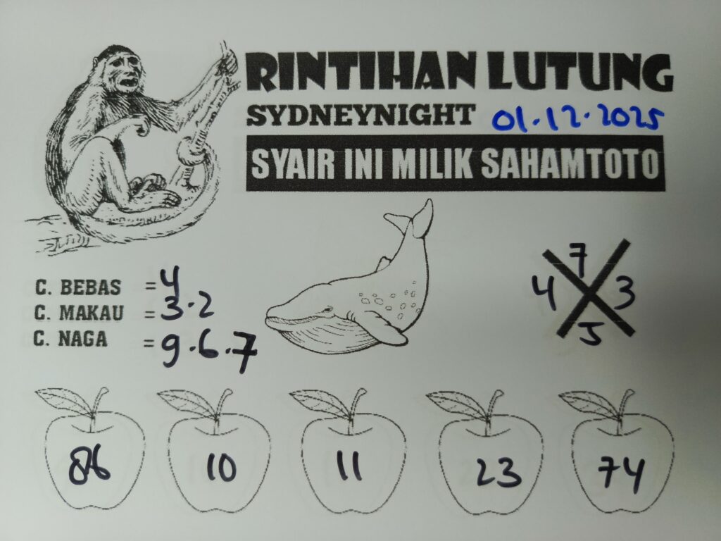Syair Rintihan SydneyNight Hari ini Senin, 01 Desember 2025