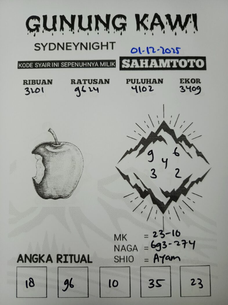 Syair Gunung Kawi SydneyNight Hari ini Senin, 01 Desember 2025