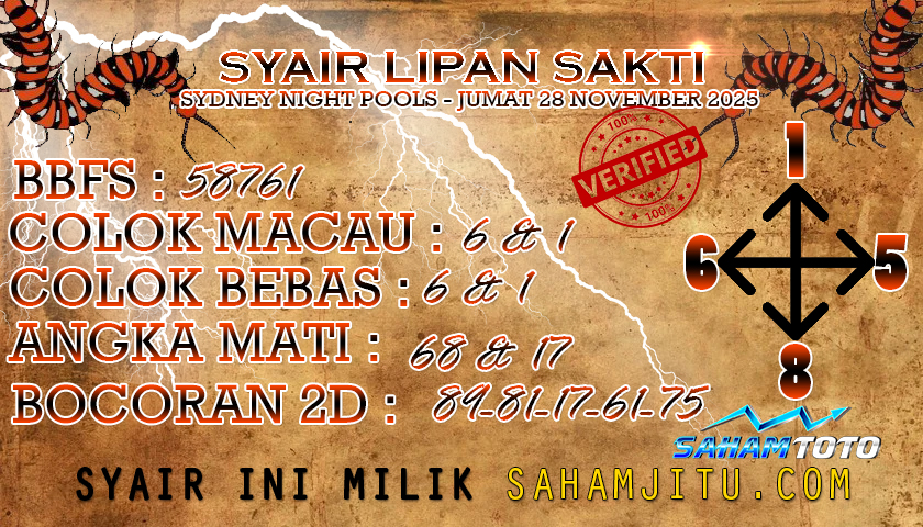 Syair lipan sakti SydneyNight Hari ini Jumat, 28 November 2025